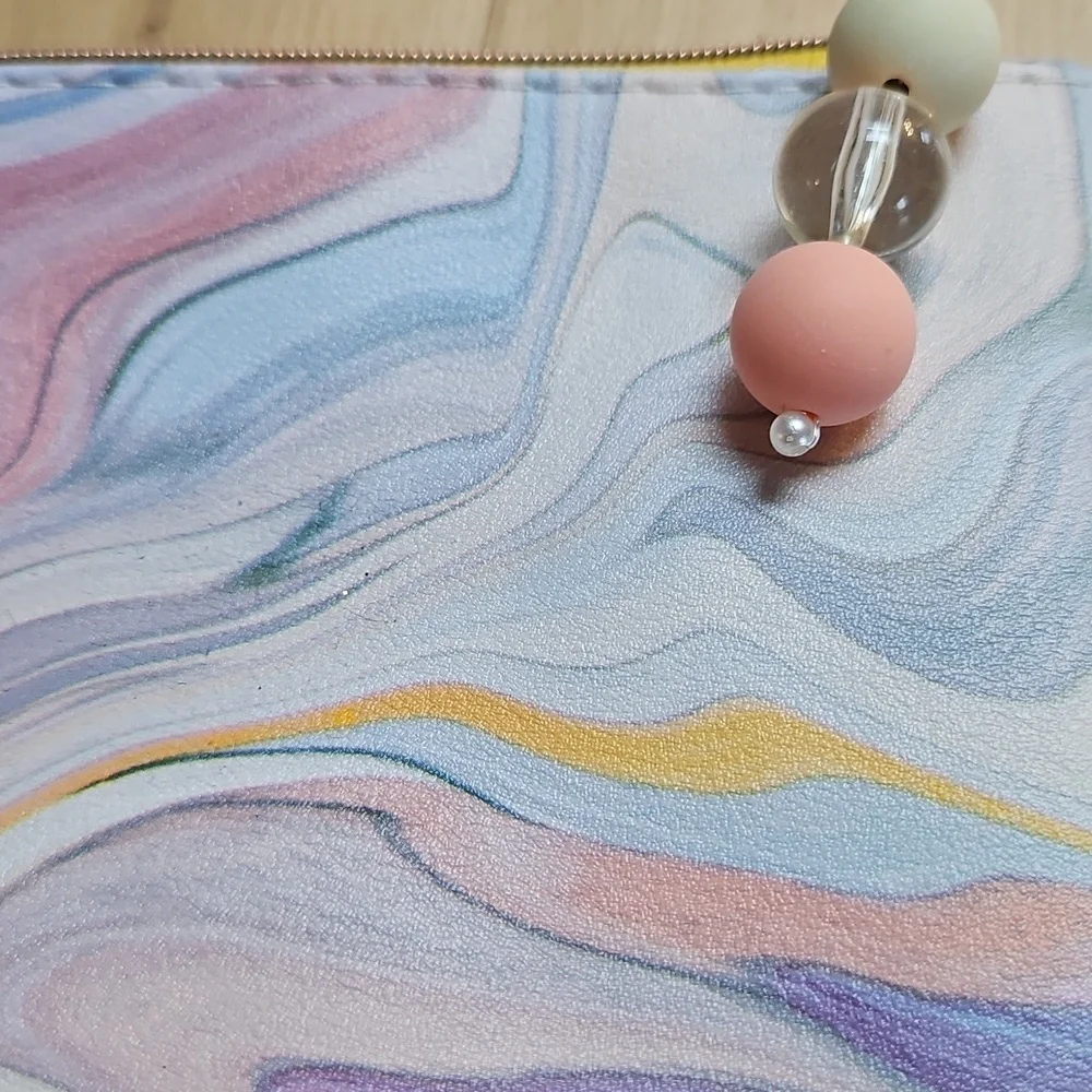 NWOT Ipsy Makeup Pouch Colorful Marble Pattern 7x5